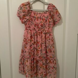 Zenzi Smocked Floral Pink Kids Dress